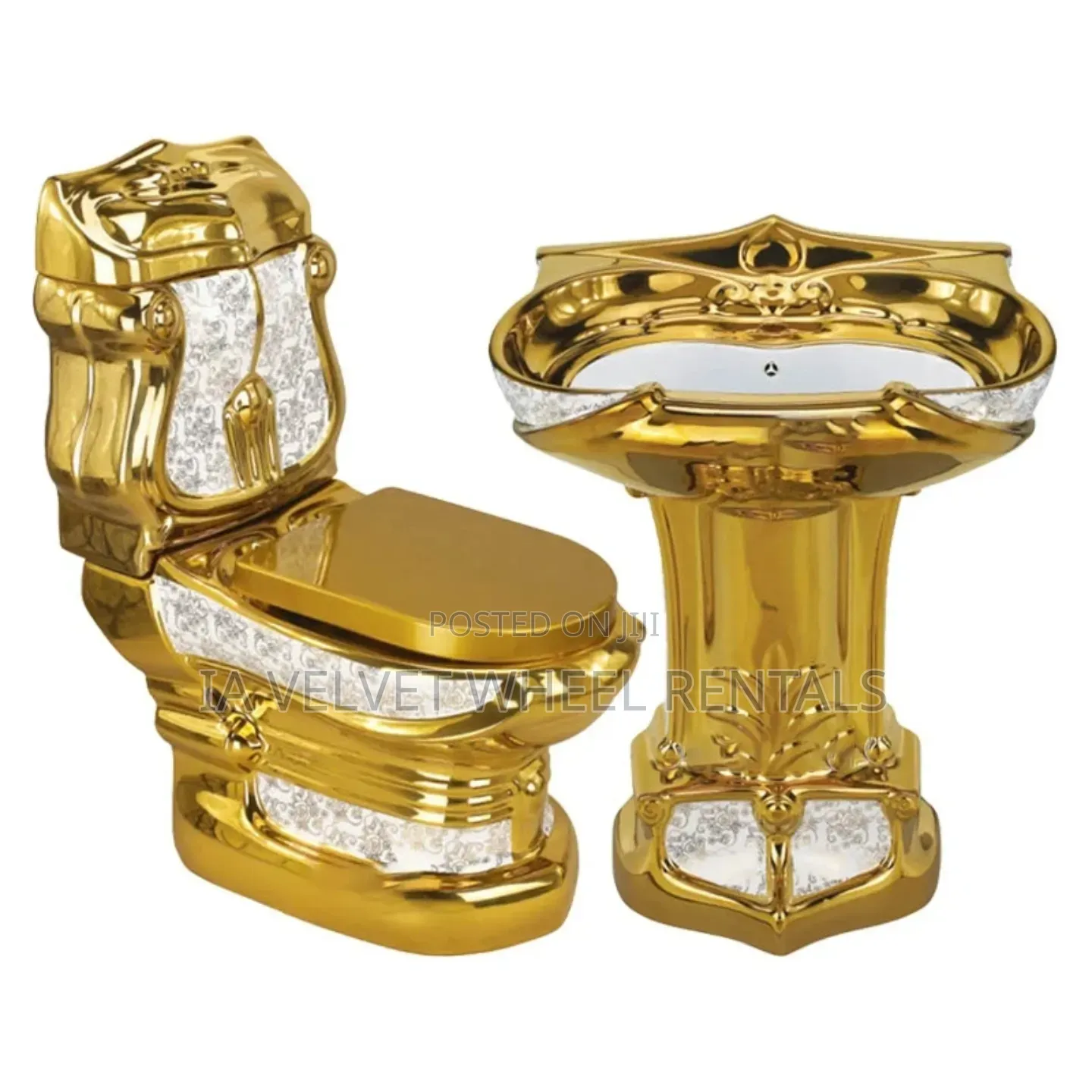 Royal Gold Toilet and Standing Wash Basin
