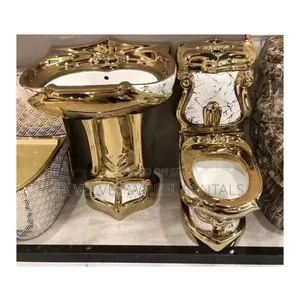 Royal Gold Toilet and Standing Wash Basin