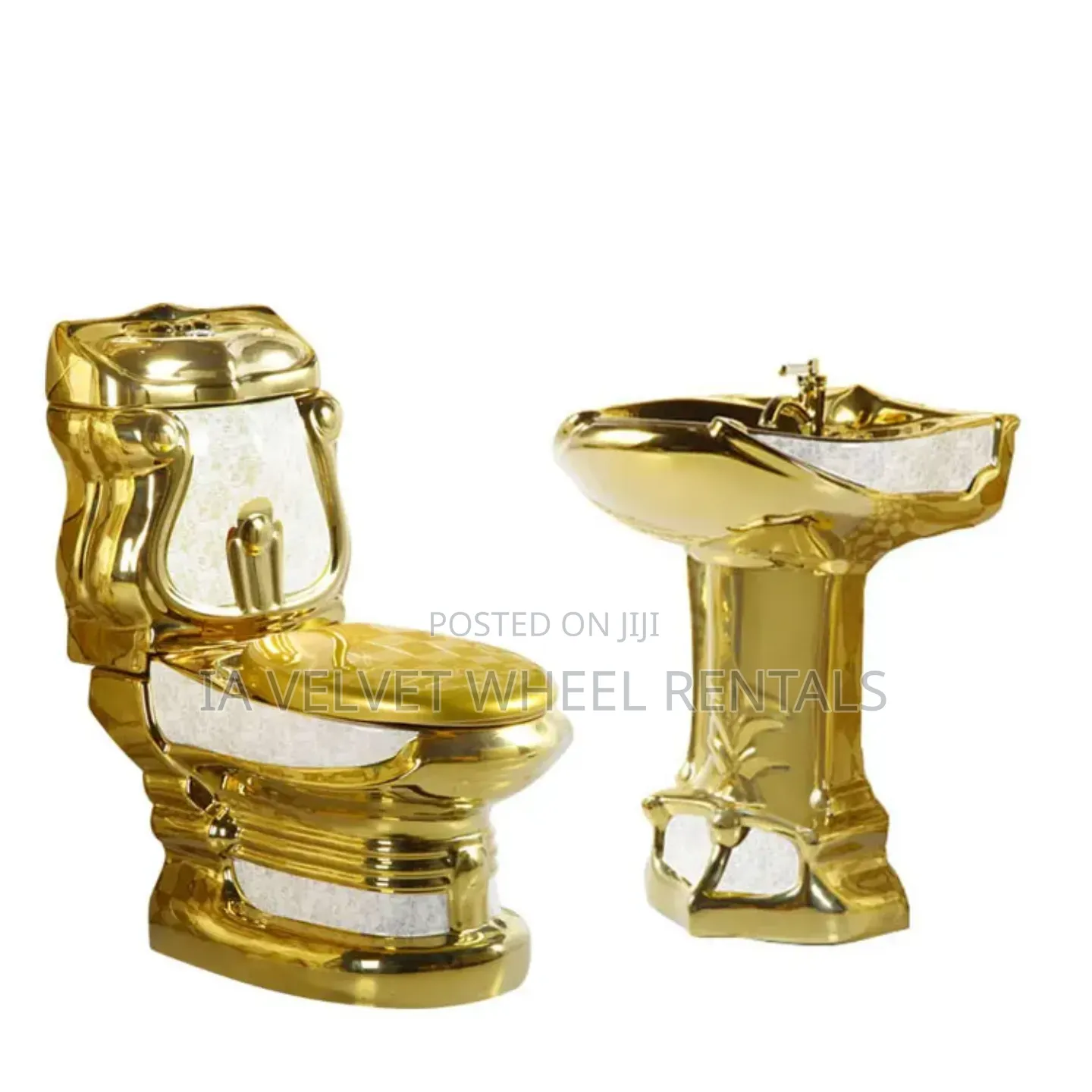 Royal Gold Toilet and Standing Wash Basin