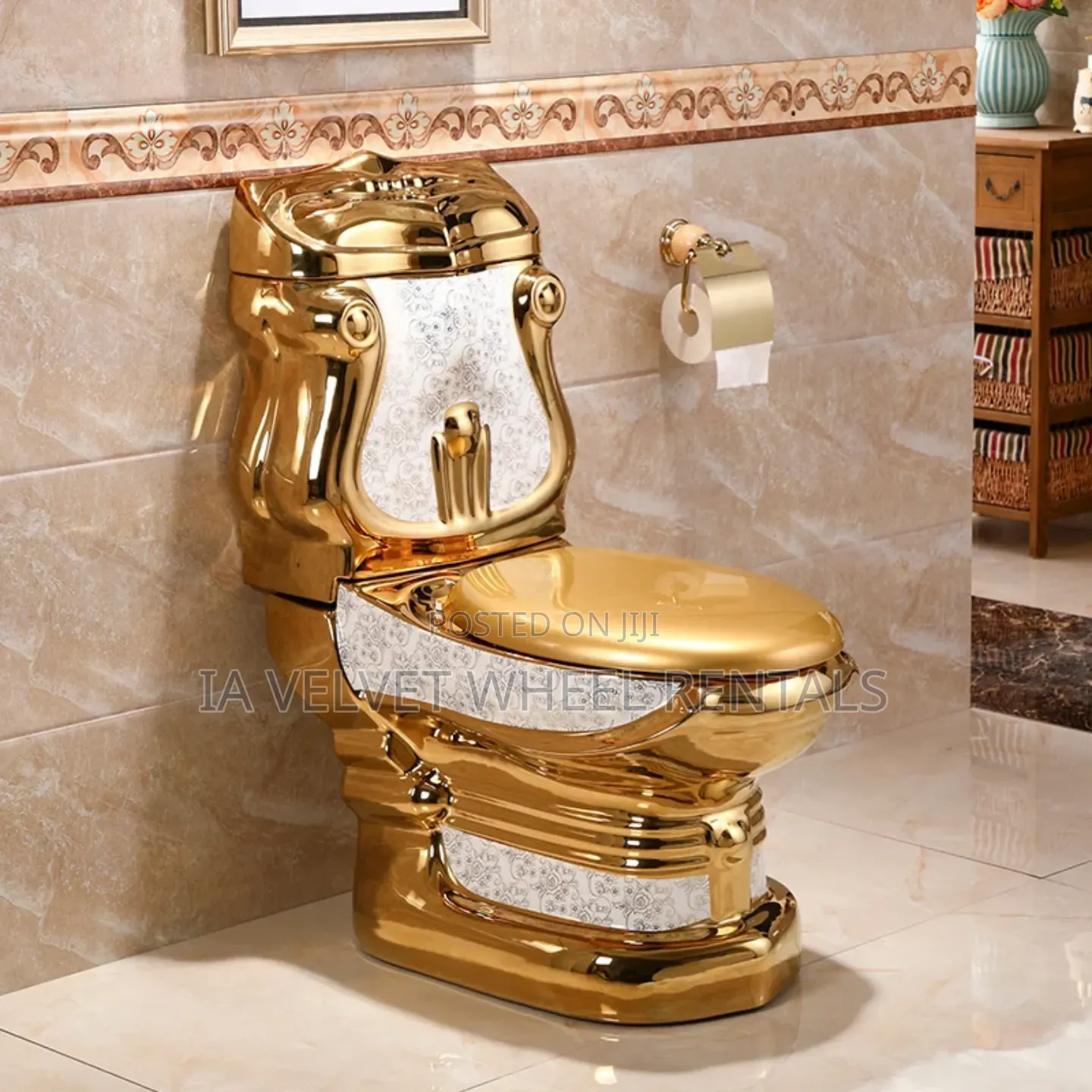 Royal Gold Toilet and Standing Wash Basin