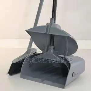 Dark Gray Folding Broom With Dustpan – Windproof Plastic Cleaning Set