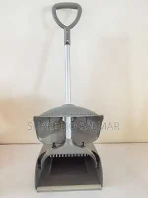 Dark Gray Folding Broom With Dustpan – Windproof Plastic Cleaning Set