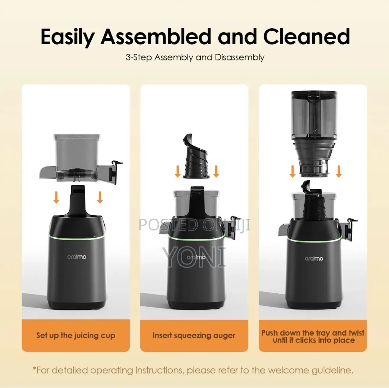 Brand New- Oraimo Easy Juice 108mm Diameter 800ML Slow Juice