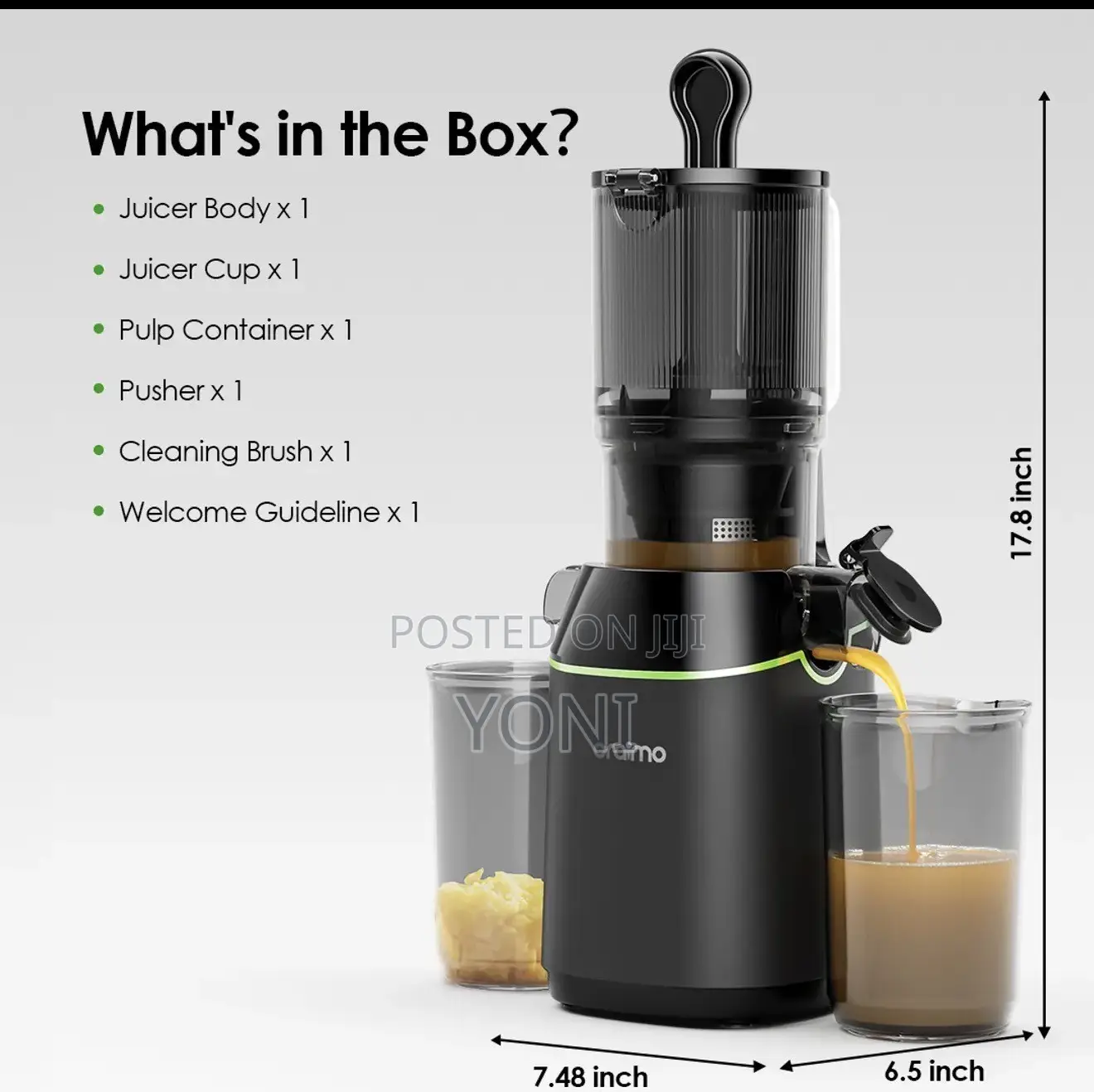 Brand New- Oraimo Easy Juice 108mm Diameter 800ML Slow Juice