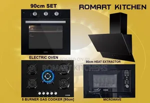 Turkish 90cm Glass Set. Oven, Burner, Microwave and Heat Extractor