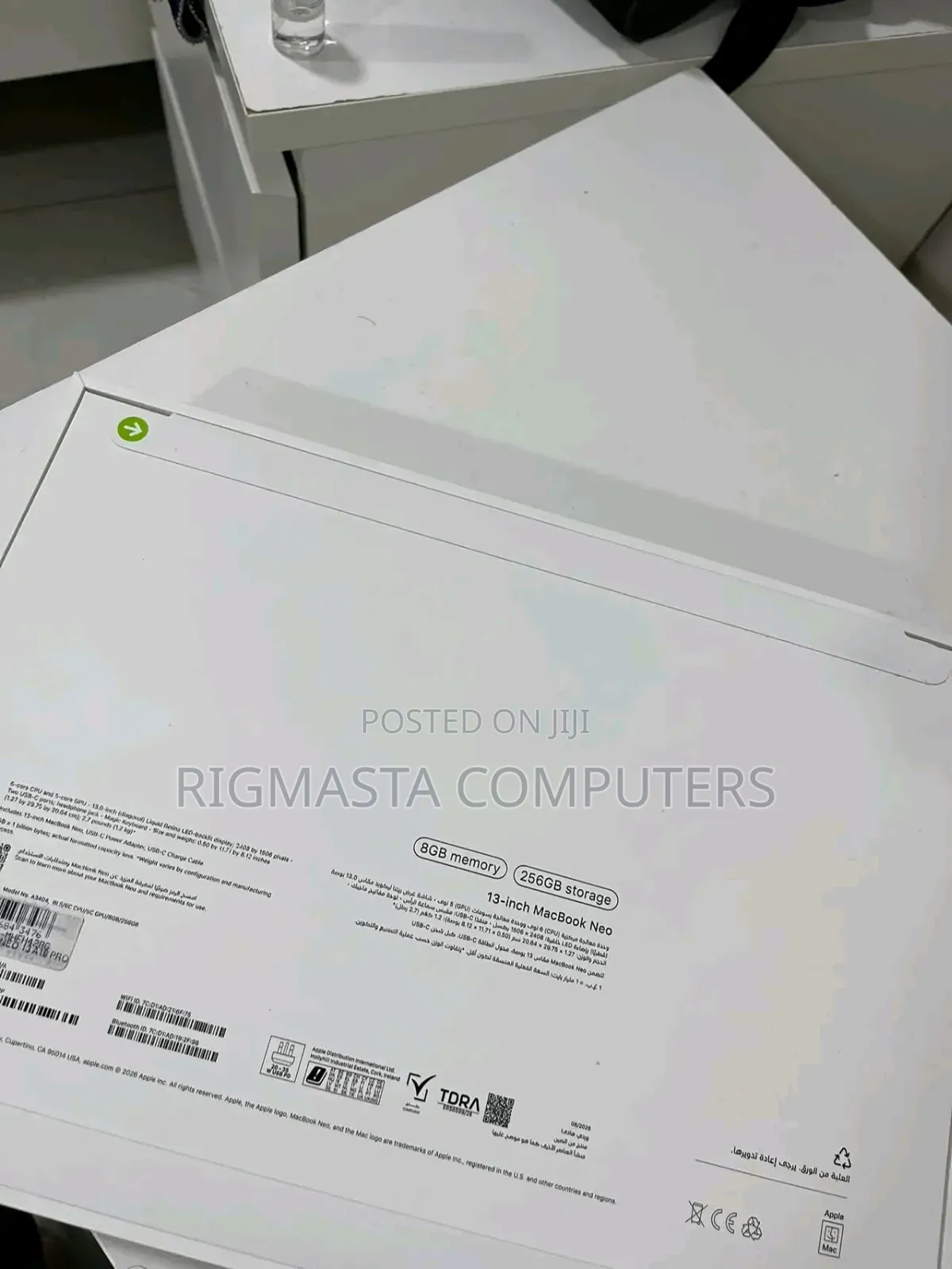 New Laptop Apple MacBook Neo 2026 8GB Apple M4 SSD 256GB