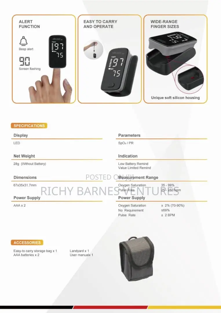 Black Finger Pulse Oximeter