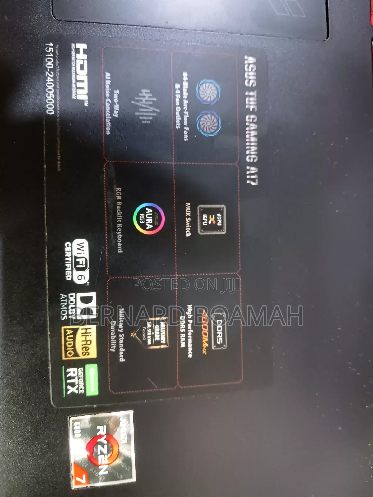 Laptop Asus TUF Gaming A17 16GB AMD Ryzen 7 SSD 1T