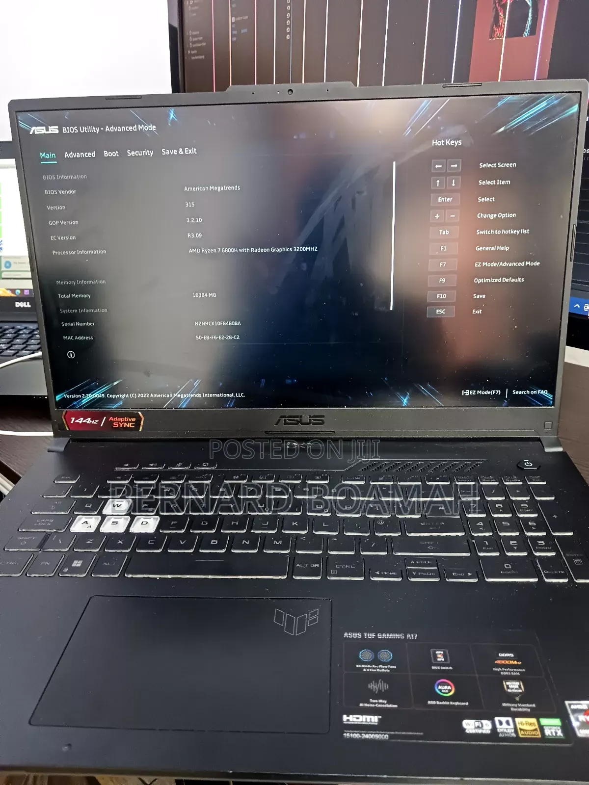 Laptop Asus TUF Gaming A17 16GB AMD Ryzen 7 SSD 1T
