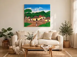Village Scene Painting on Canvas
