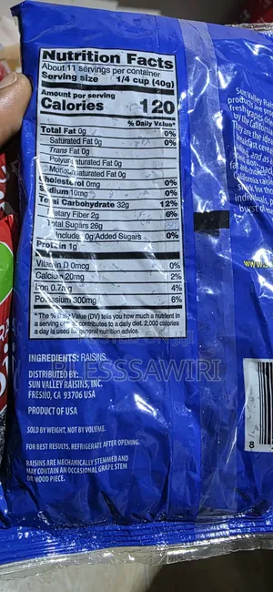 Fat and Cholesterol Free Raisins From USA