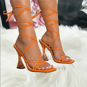 Ladies Orange Strap Up Heel