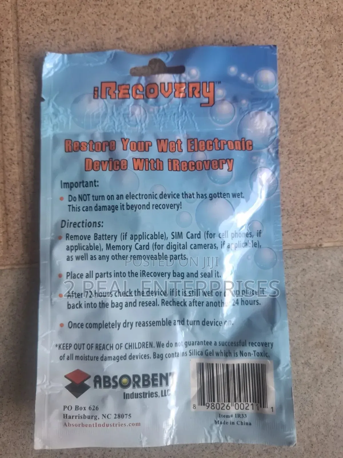 iRecovery Emergency Cell Phone Electronics Silica Gel Drying Kit