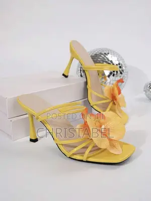 Ladies Flower Petal Heel-Yellow