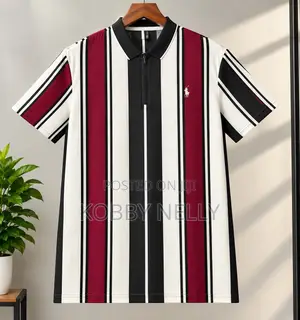 NEW Men’s Striper Quarter-Zip Polo - Red/Black/White