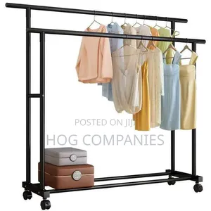Double Pole Metallic Cloth Rack Organizer - Fast Delivery Nationwide