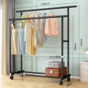 Double Pole Metallic Cloth Rack Organizer - Fast Delivery Nationwide