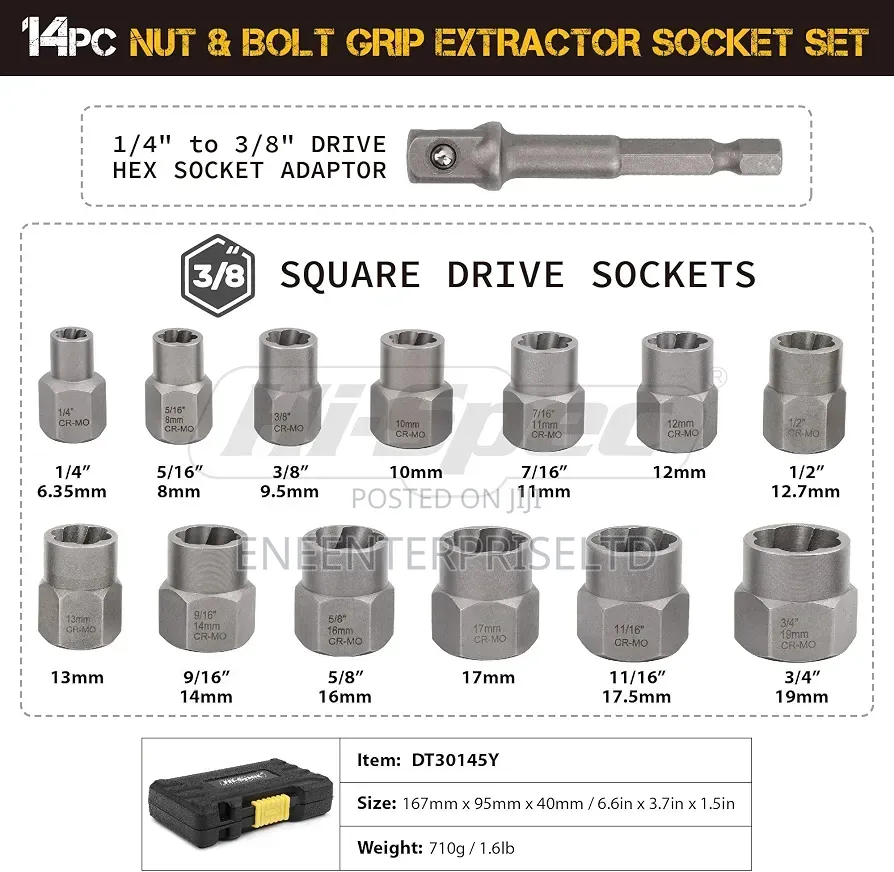 Hi-Spec 14Pcs Bolt Extractor Socket Set