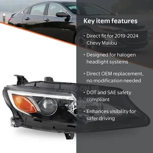 2019-2024 Chevy Malibu Halogen Headlight W/ Bulbs Right Passenger Side