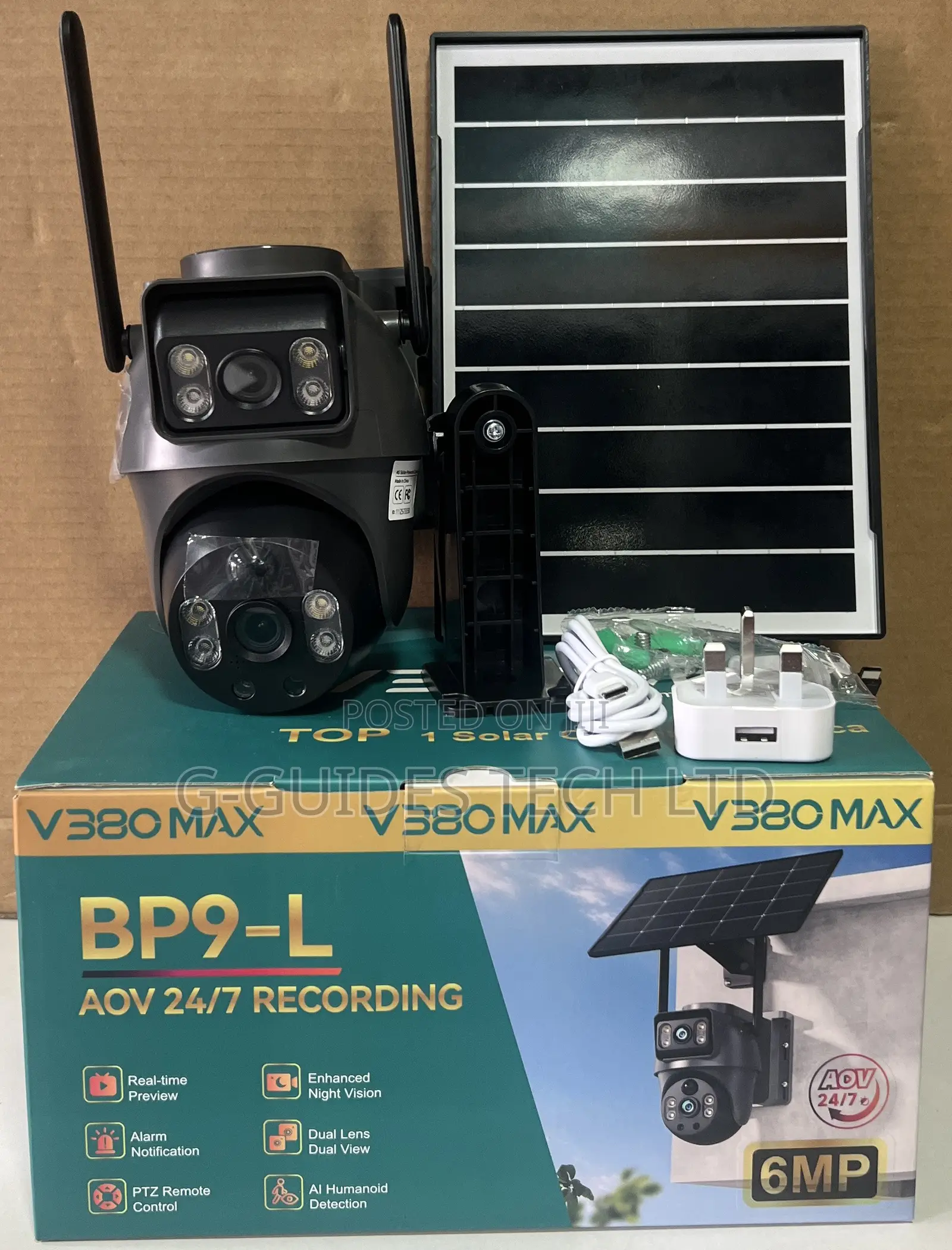 V380 Max BP9-L 6MP Solar-Powered PTZ Dual Lens Security Camera