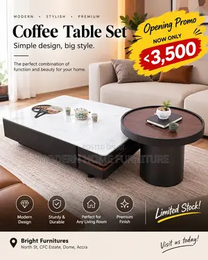Modern Coffee Table Set | Imported | Opening Promo | Under GH₵3,500