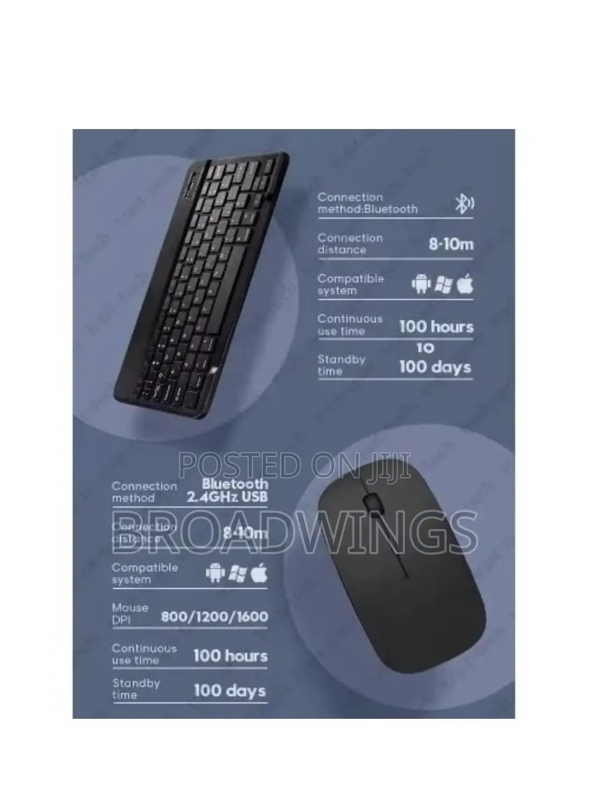 Wireless Bluetooth Keyboard and Mouse Combo