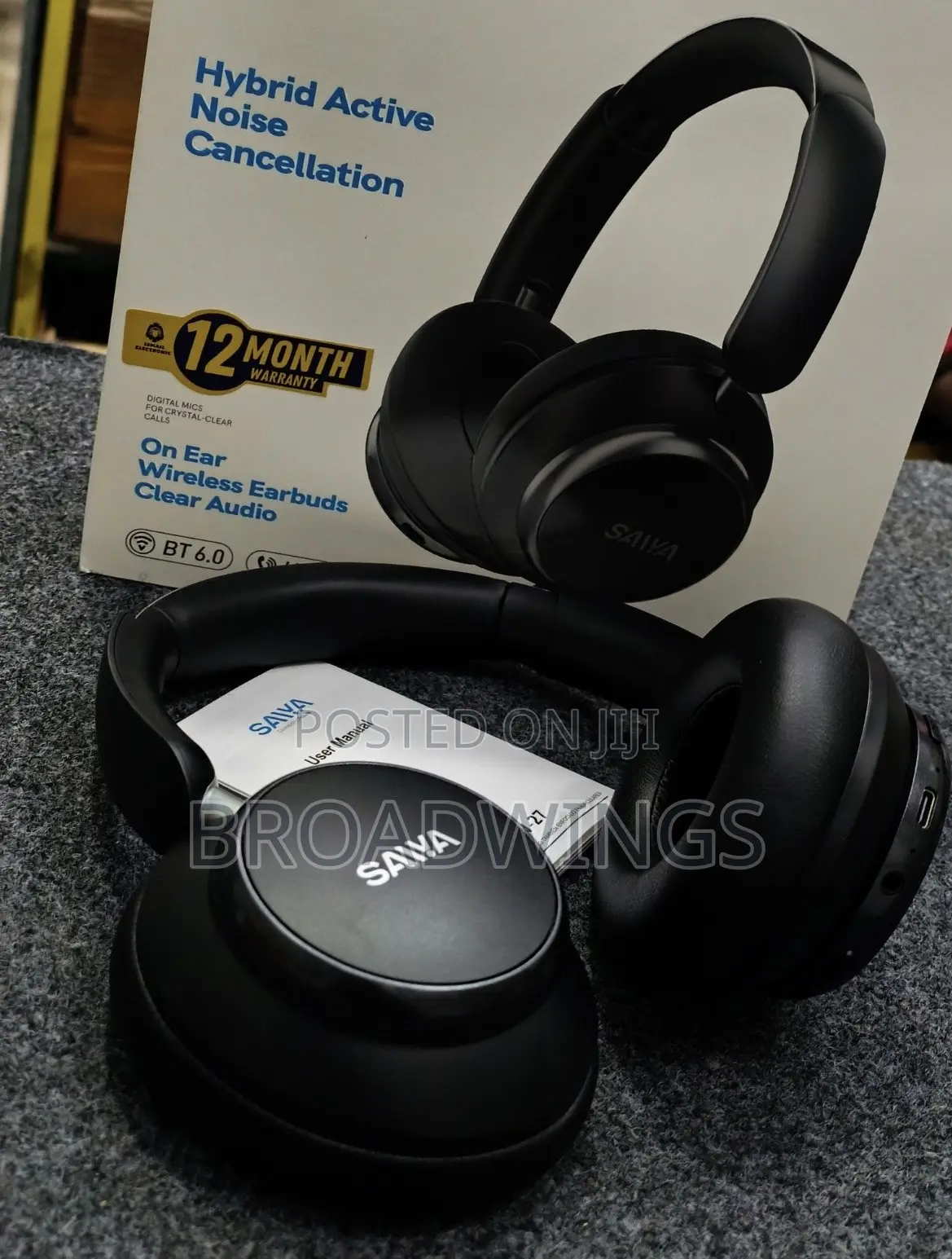 Saiya AW 27 Hybrid ANC Wireless on-Ear Headphones