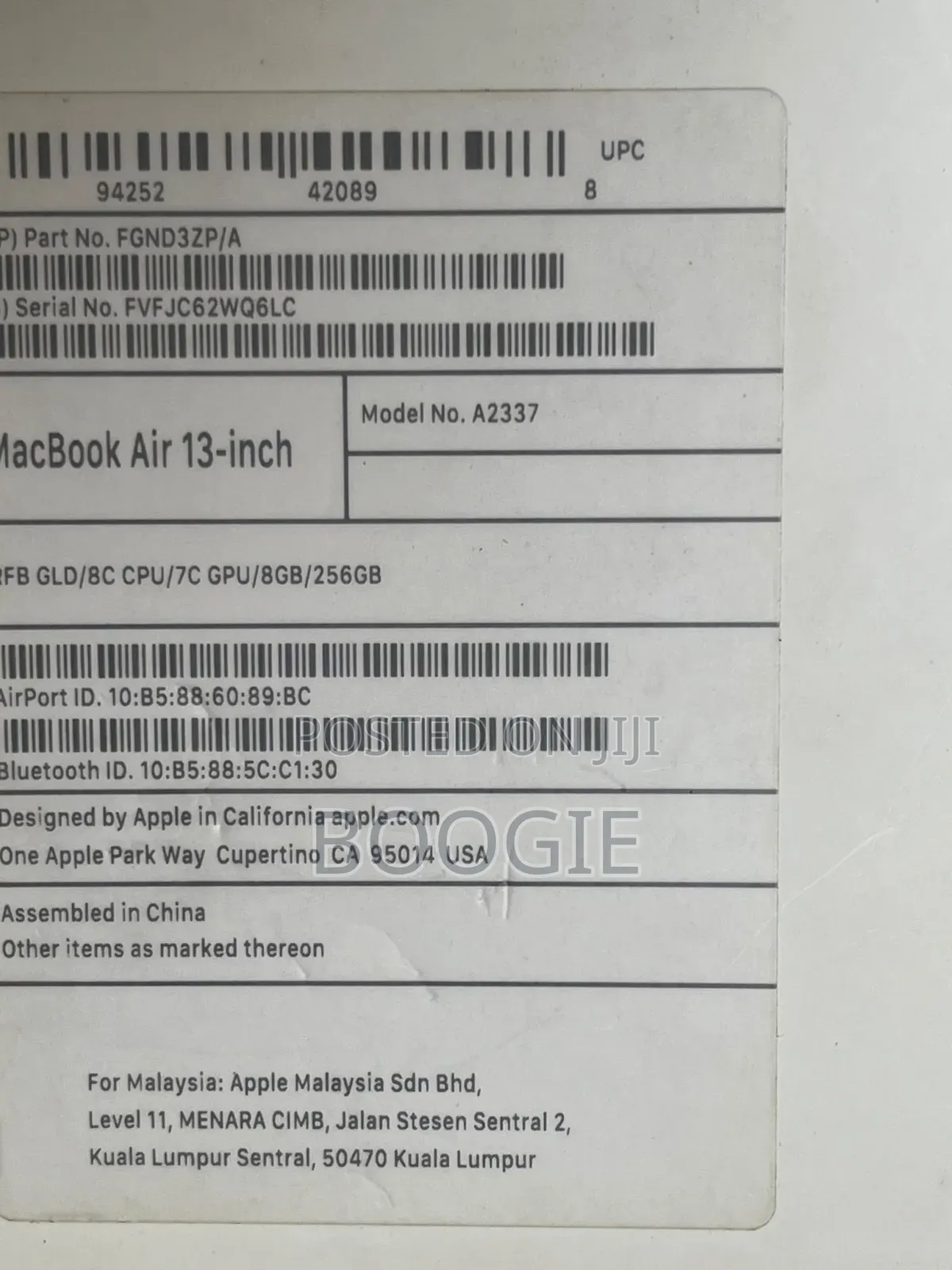 Laptop Apple MacBook Air 8GB Apple M1 SSD 256GB