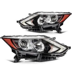 2017-2019 for Nissan Rogue Sport Qashqai Pair Headlamp TitaniumChrome