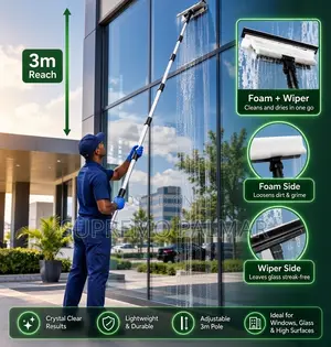3M Telescopic Window Cleaner – 2-in-1 Microfiber Washer Squeegee