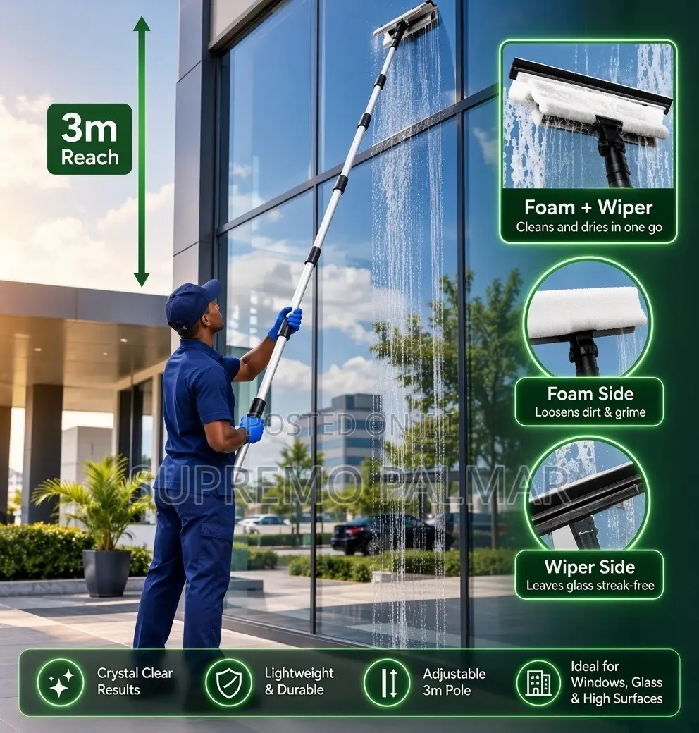 3M Telescopic Window Cleaner – 2-in-1 Microfiber Washer Squeegee