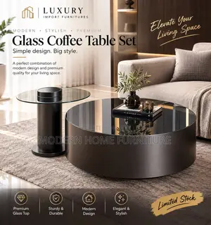 Luxury Glass Coffee Table Set | Imported | Modern Elegant