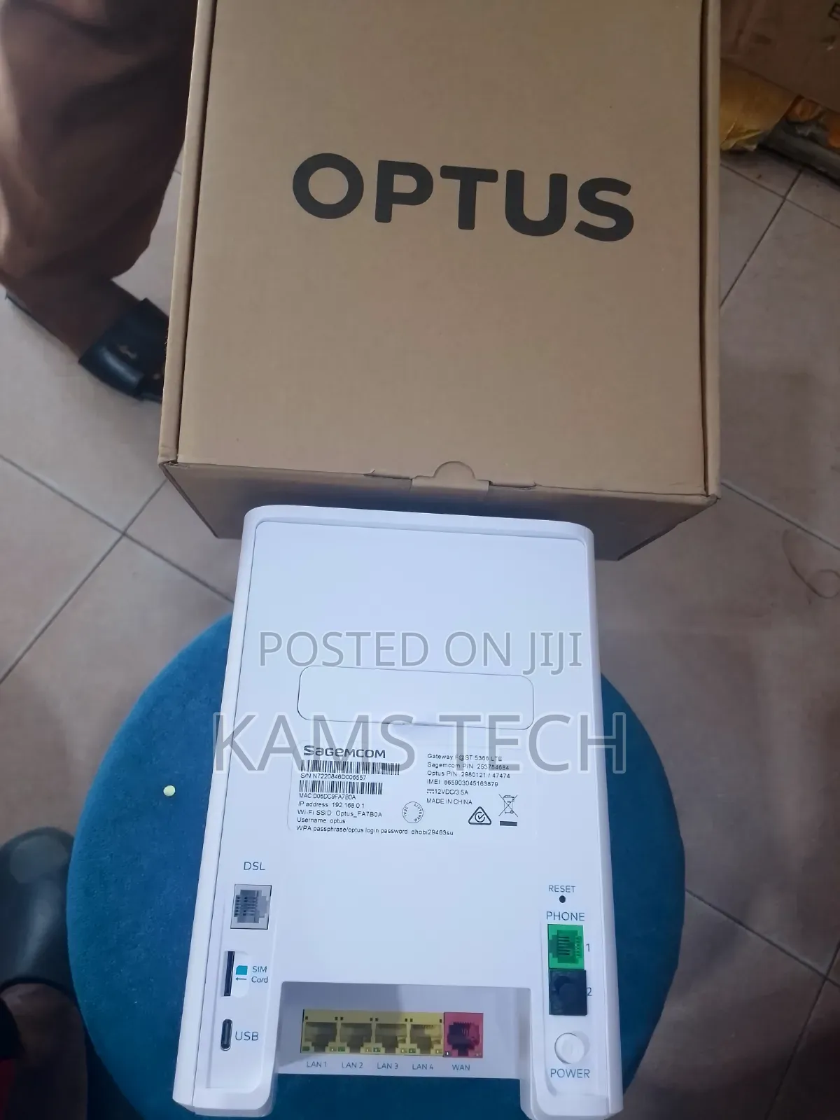 OPTUS Sagemcom Gateway Fast5366 LTE 4G Universal Sim Router