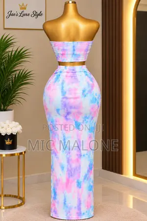 Women’s Pastel Tie-Dye Strapless 2-Piece Maxi Skirt Set