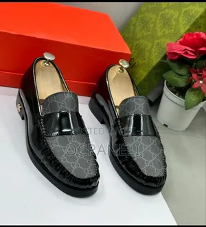 Men's Black Patent Leather GG Monogram Loafers