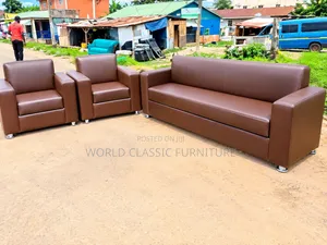Modern Brown Leatherette Sofa Set