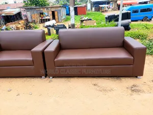 Modern Brown Leatherette Sofa Set