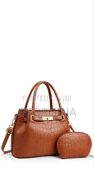 IKUEMAN 2-in-1 Crocodile Pattern Ladies Handbag + Purse Set - 6 Colors
