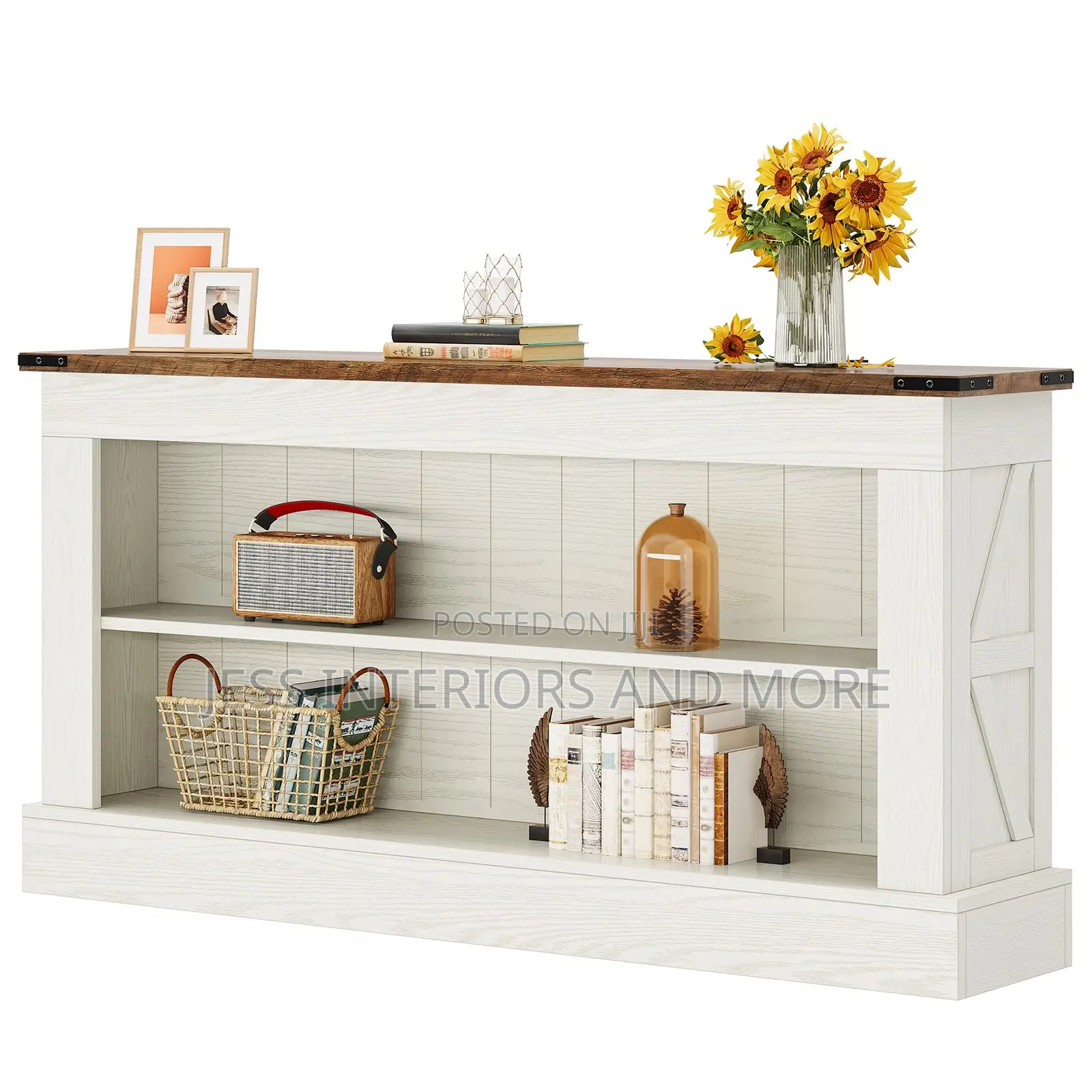 Console Table With 3 Tiers Storage Shelves for Entryway