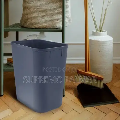 15L Black Plastic Wastebasket – Rectangular Office Kitchen Trash Bin