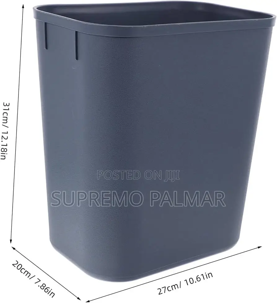 15L Black Plastic Wastebasket – Rectangular Office Kitchen Trash Bin