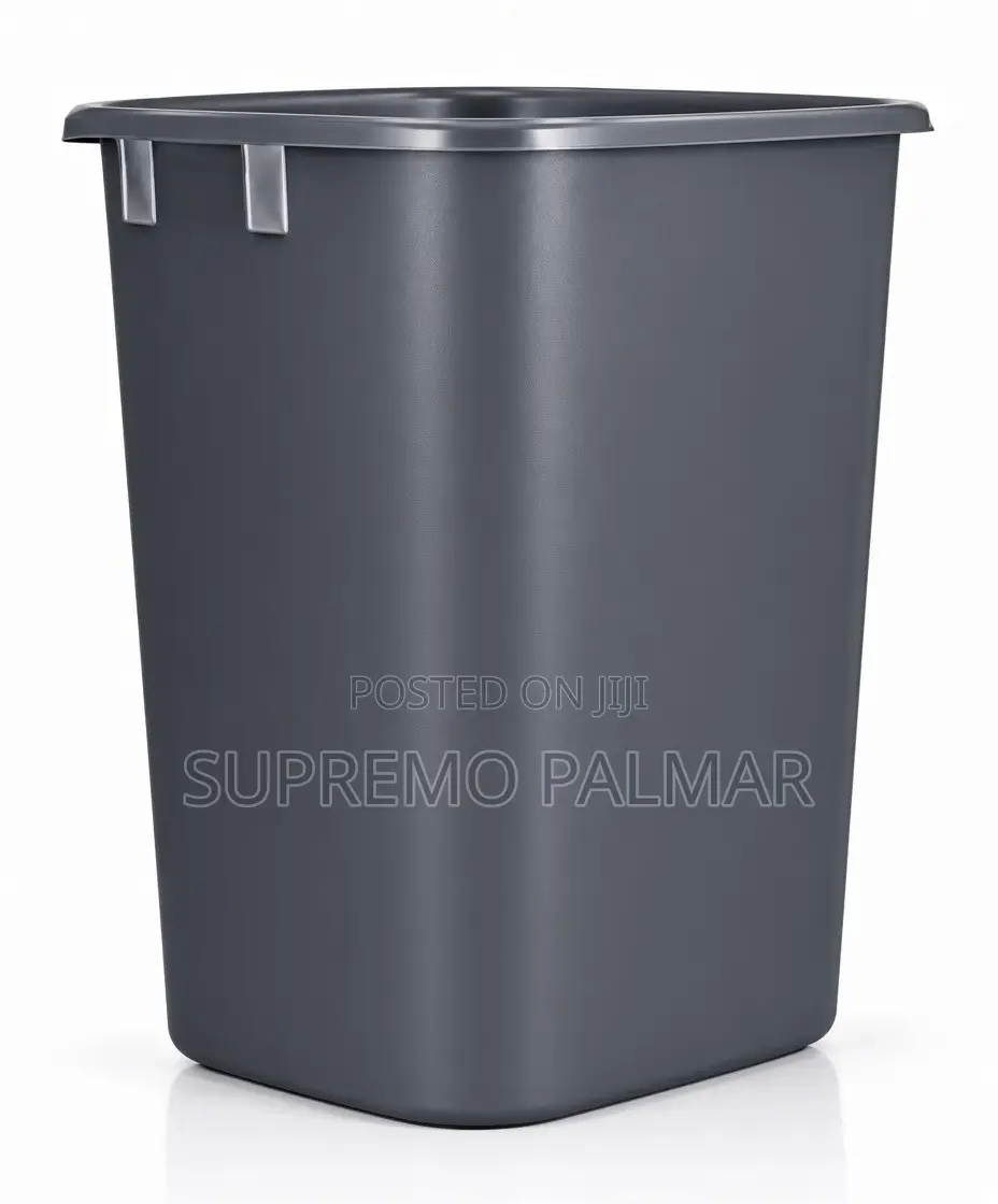 15L Black Plastic Wastebasket – Rectangular Office Kitchen Trash Bin