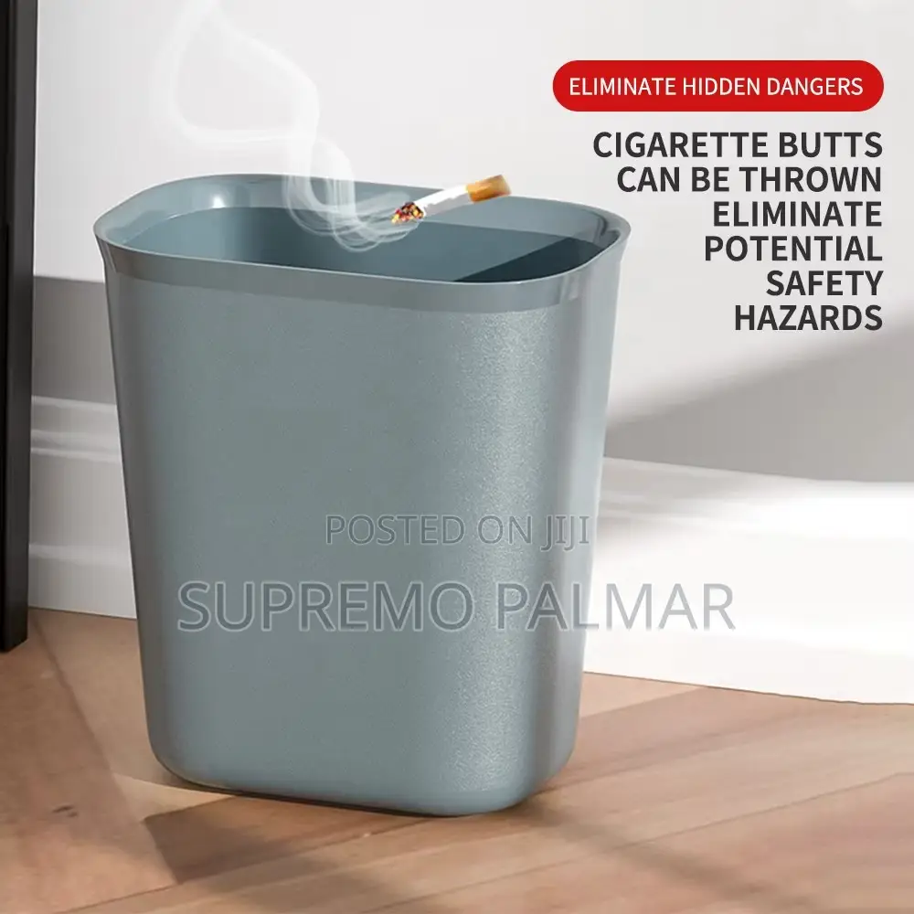 15L Black Plastic Wastebasket – Rectangular Office Kitchen Trash Bin
