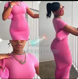 Ladies Pink Long Sleeve Bodycon Maxi Dress