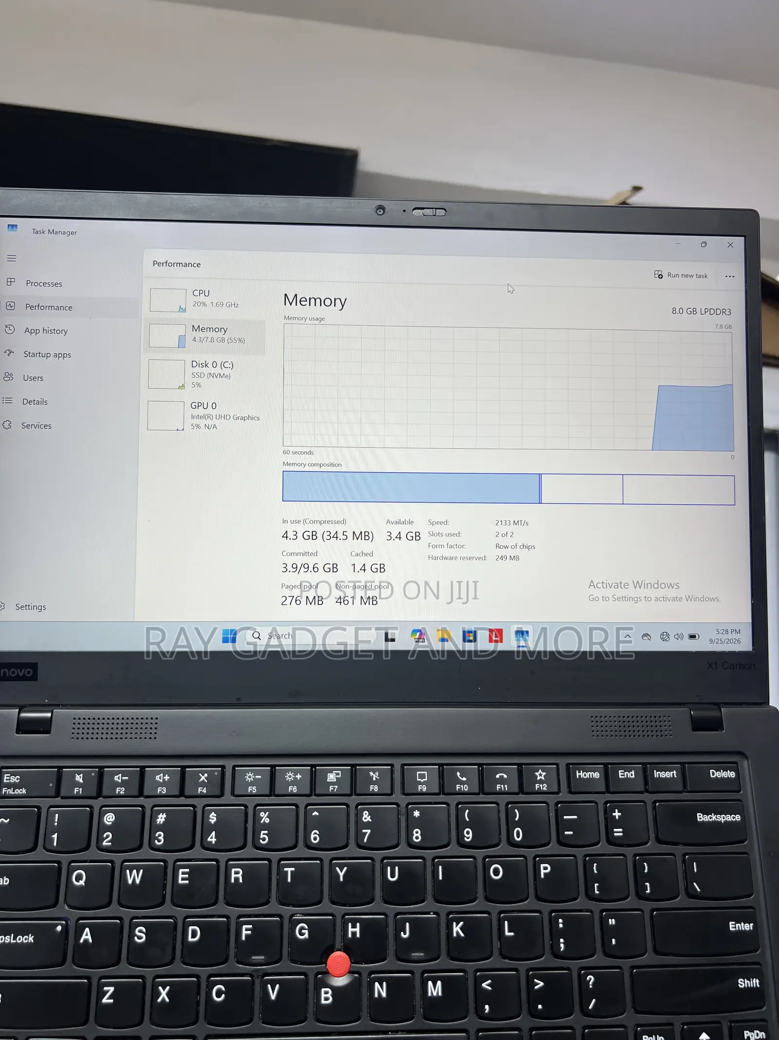 Laptop Lenovo ThinkPad X1 Carbon 8GB Intel Core i5 SSD 256GB