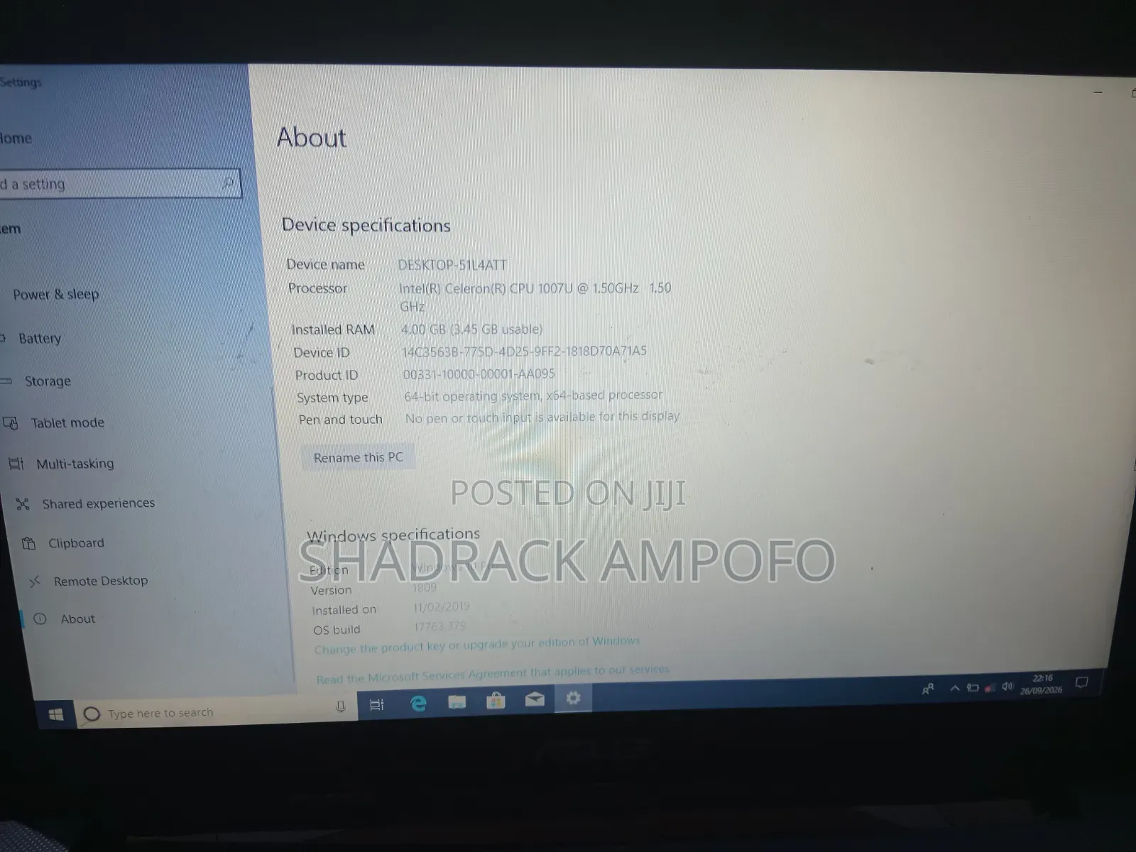 Laptop Asus X502CA 4GB Intel Celeron HDD 320GB