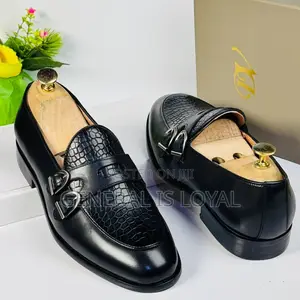 Dino Verratti Black Leather Monk Strap Men’s Loafer