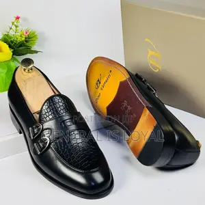 Dino Verratti Black Leather Monk Strap Men’s Loafer