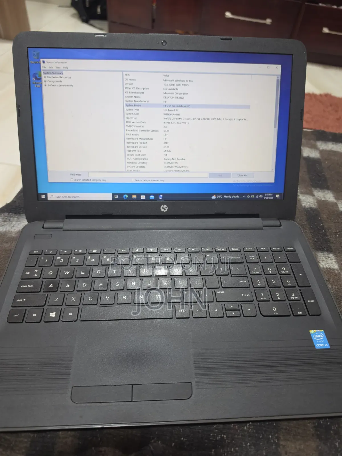 Laptop HP 250 G5 4GB Intel Core i3 HDD 500GB
