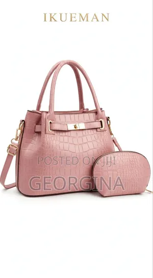 IKUEMAN 2-in-1 Crocodile Pattern Ladies Handbag + Purse Set - 6 Colors